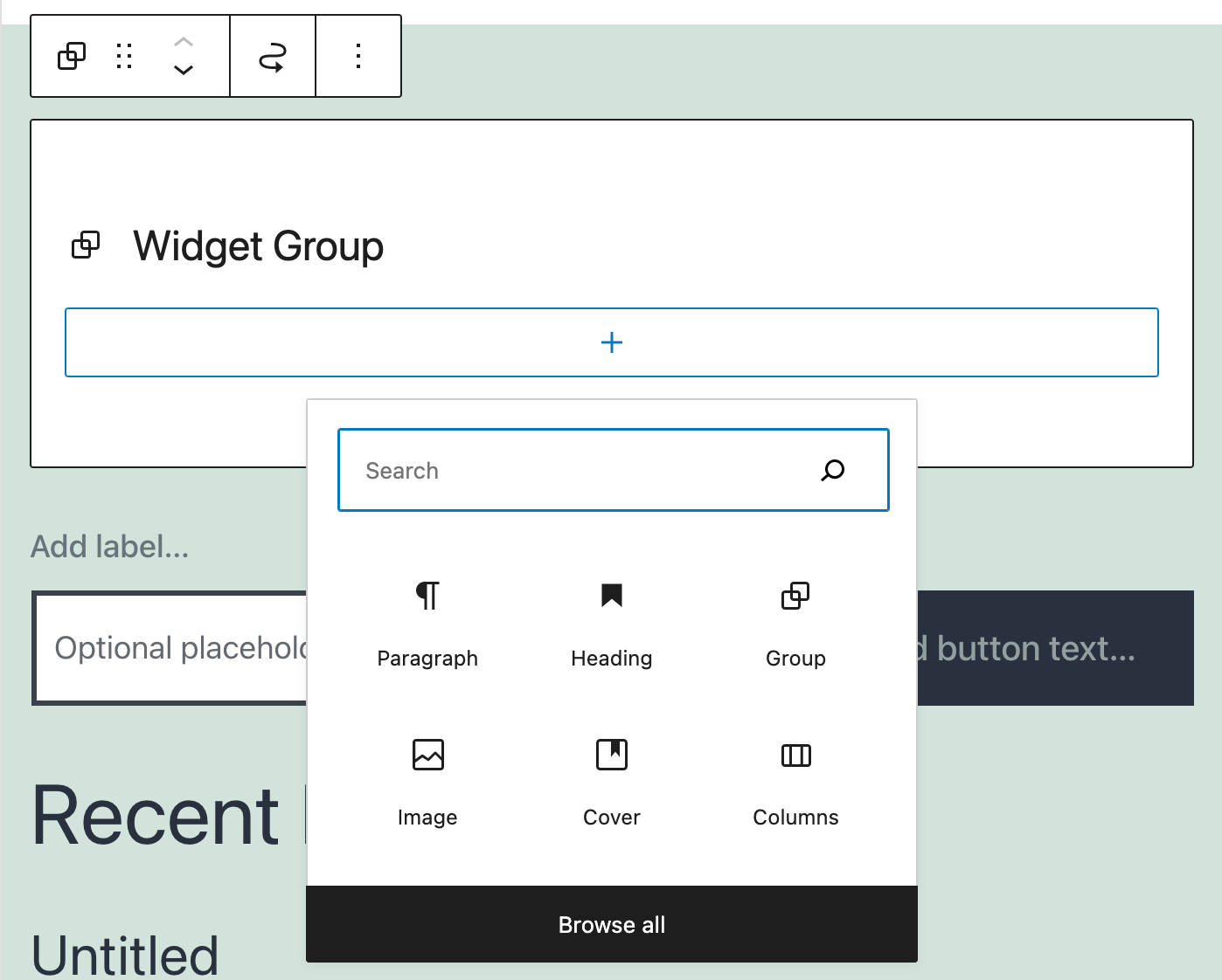 Widget-gruppe blok i Twenty-Twenty-One-temaet.