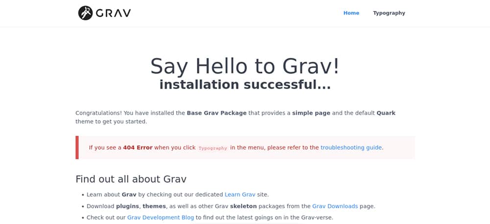 テストしたGravのホームページ