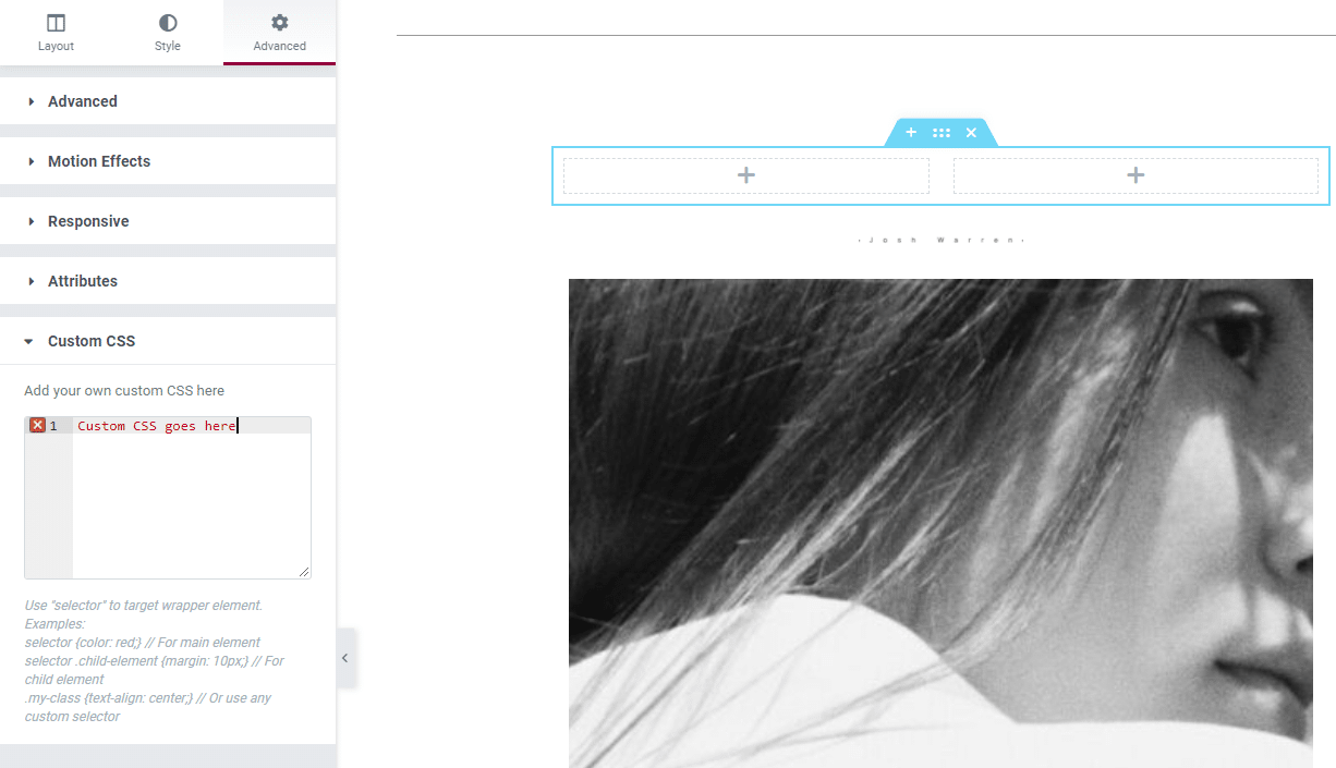 Alternativet Anpassa CSS finns under fliken 