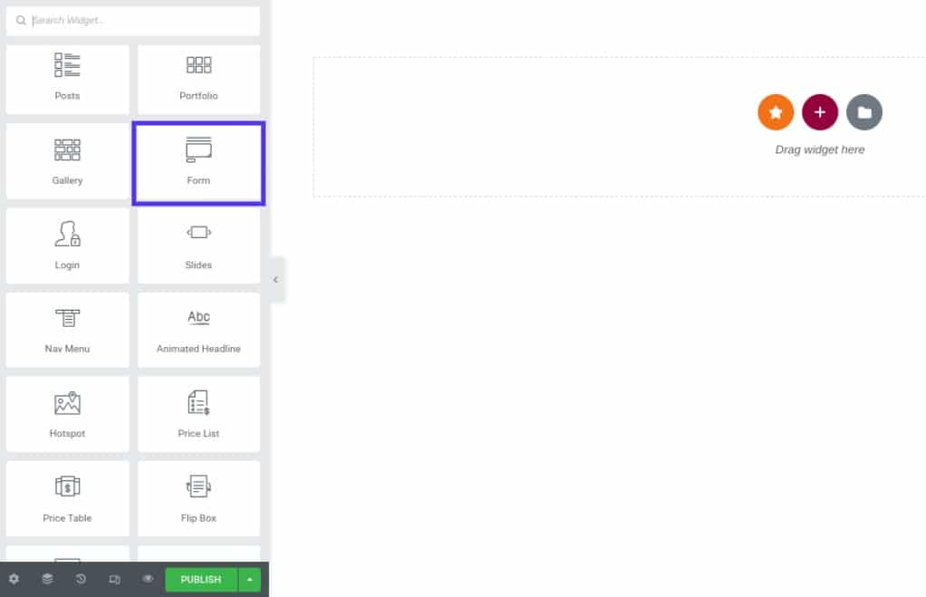 Arrastra y suelta el widget 