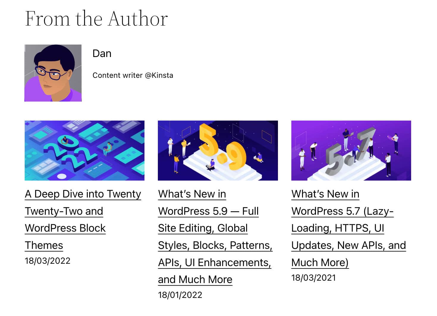 Een Group block inclusief Post Author en Lastest Posts