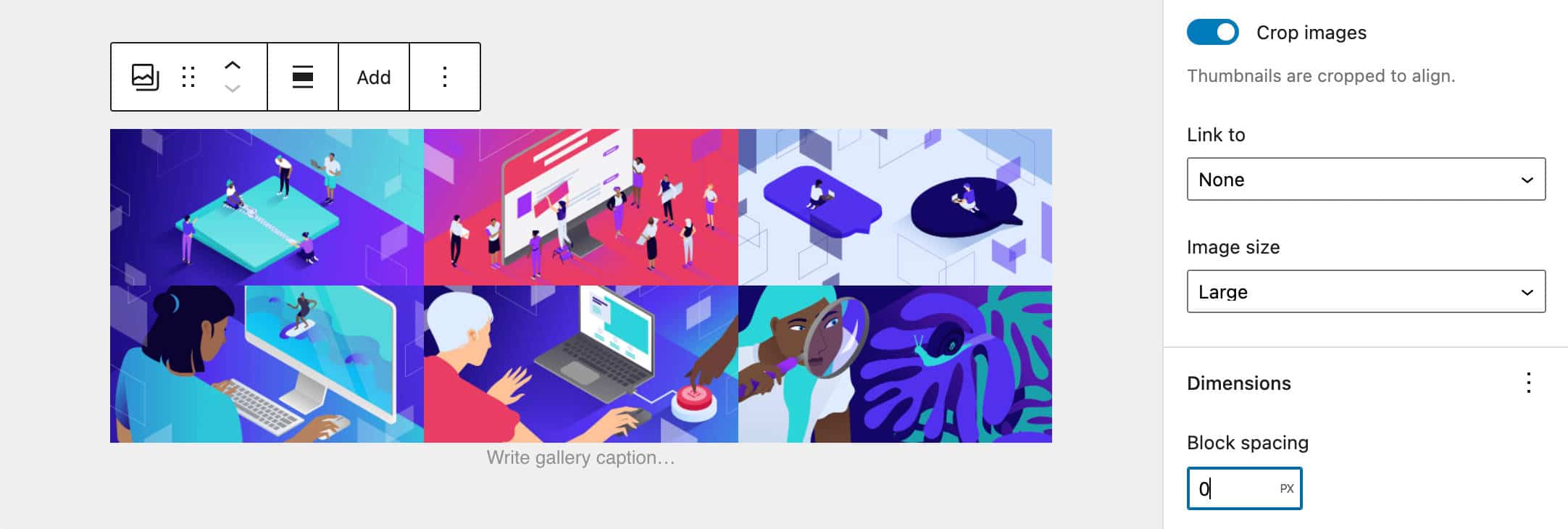 Imágenes sin espacio en bloque.