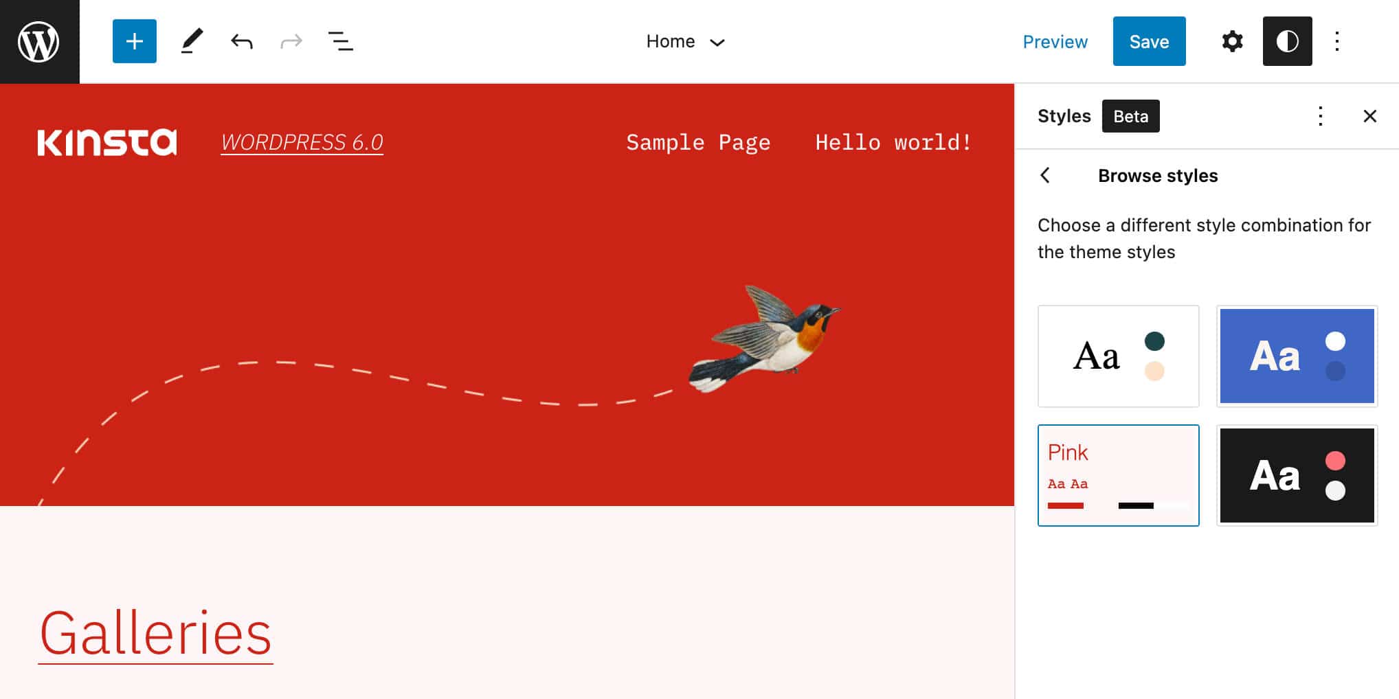 Explorar los estilos en Twenty Twenty-Two.