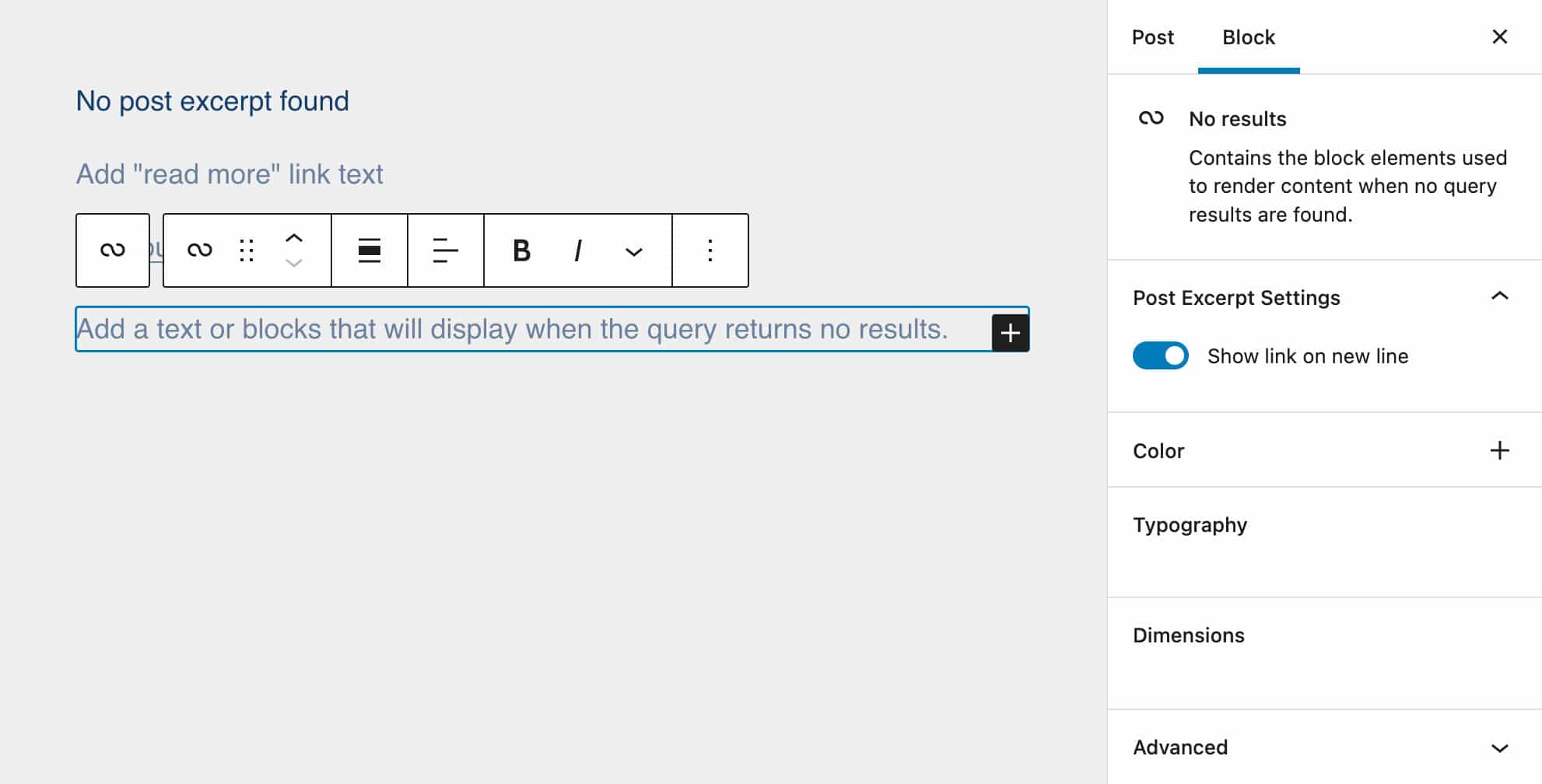 Añadiendo el bloque Sin Resultado al Bucle de Consulta.