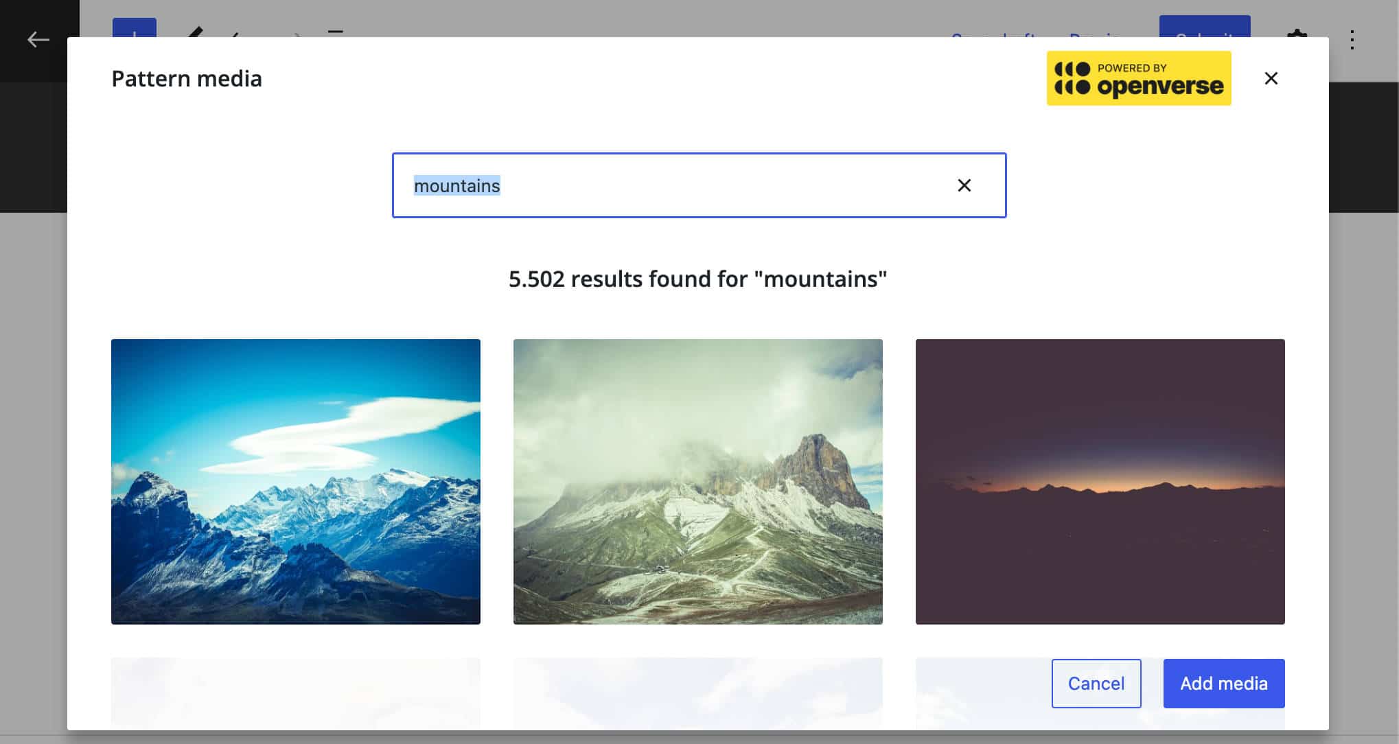 Buscando imágenes en el Creador de Patrones.