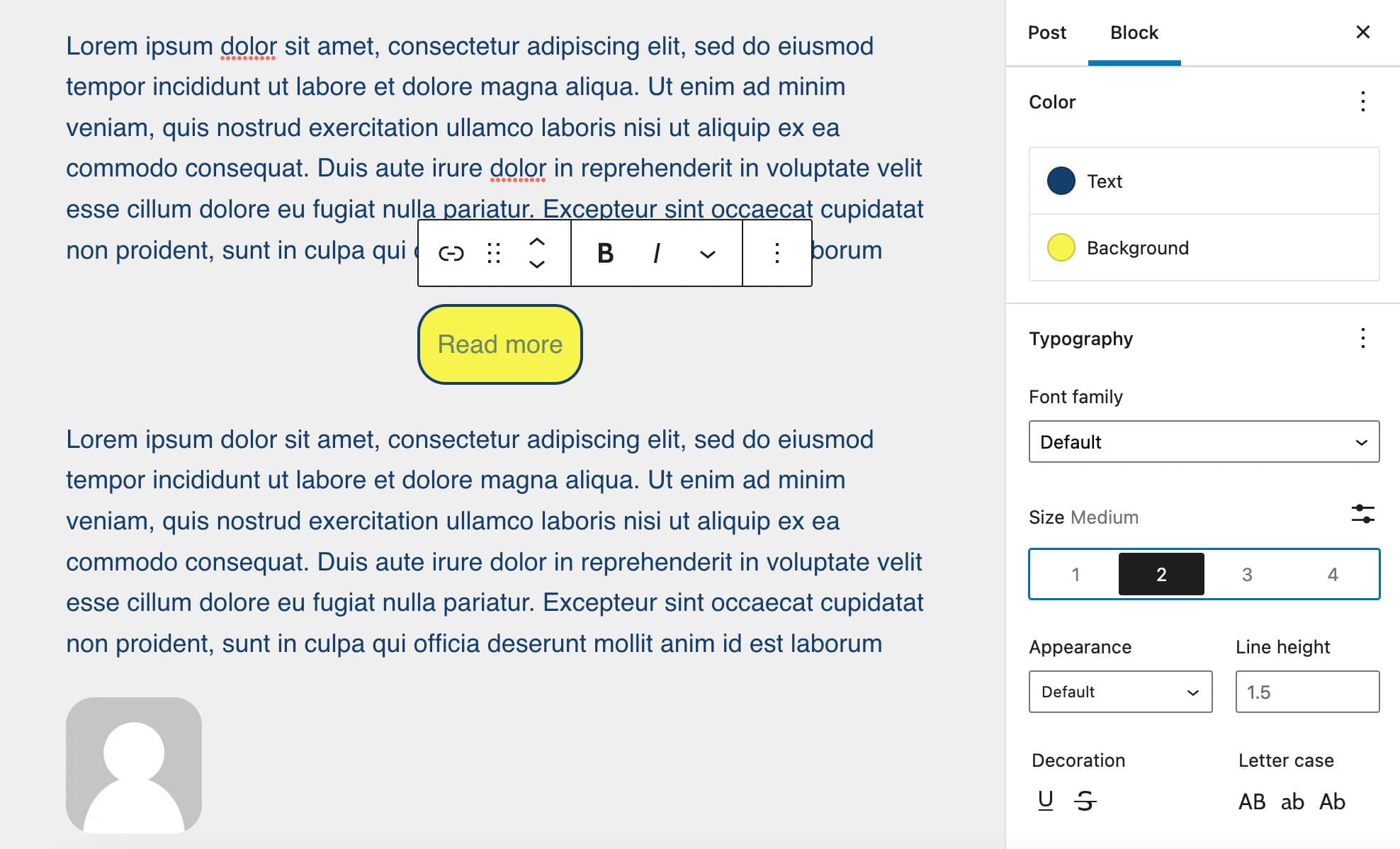 El nuevo bloque Leer más.