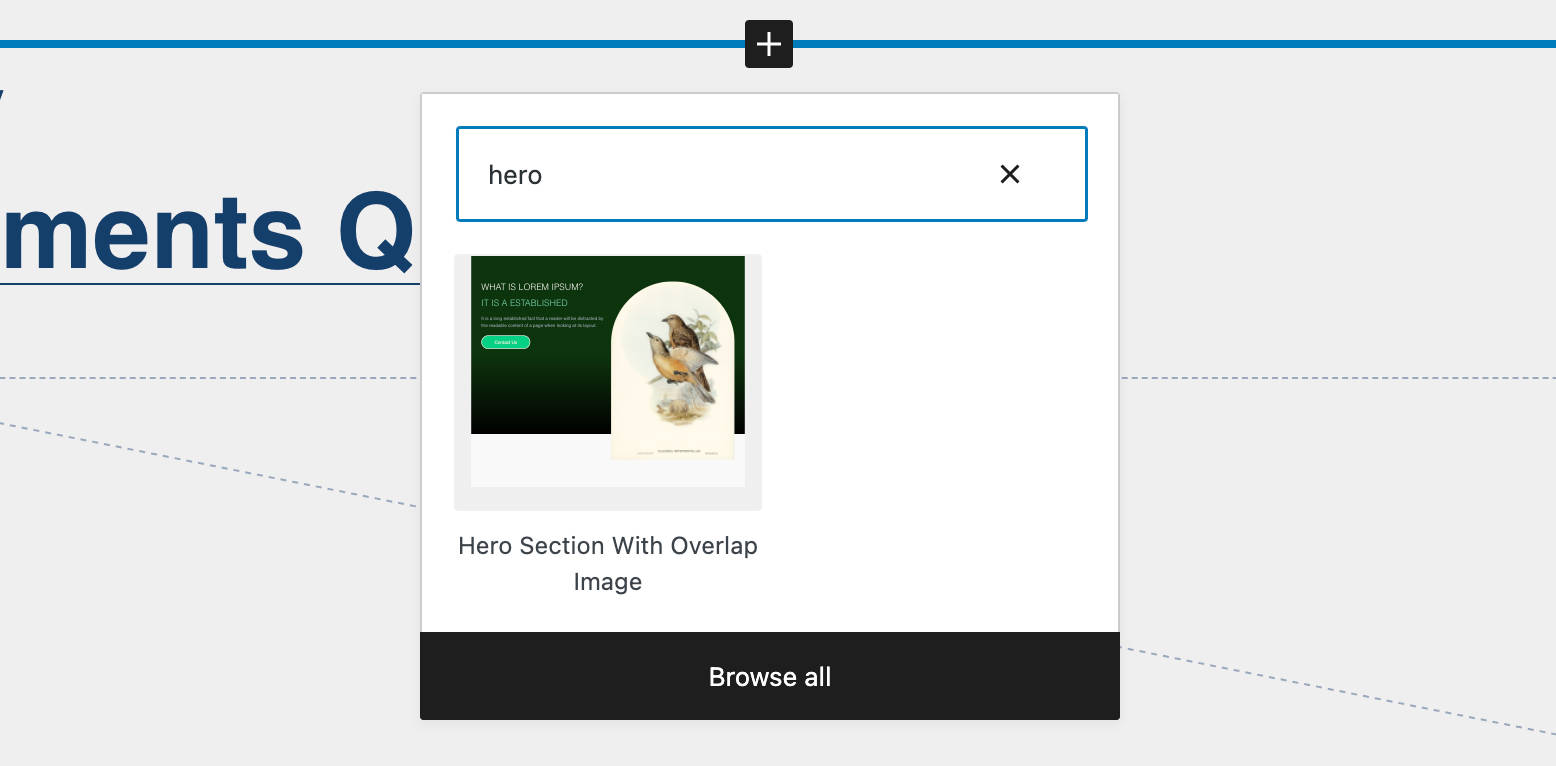 Patrones recomendados en el insertador rápido.