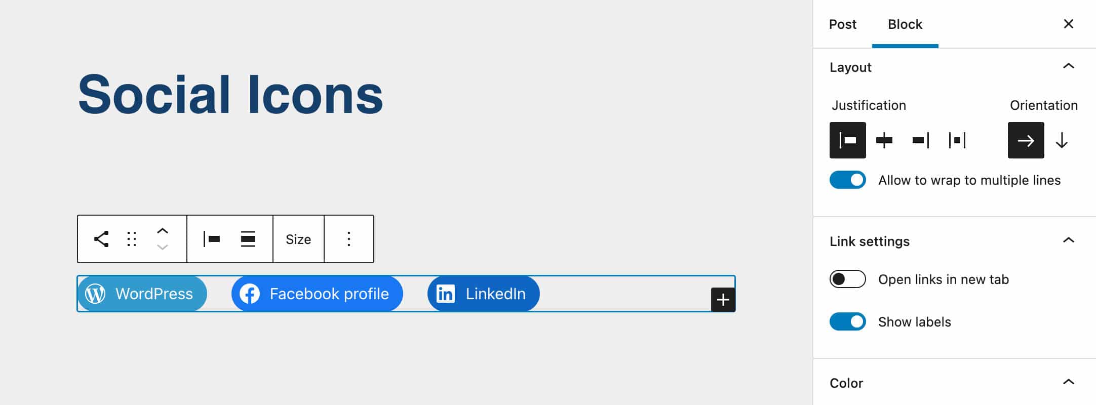 Mostrar etiqueta activada.