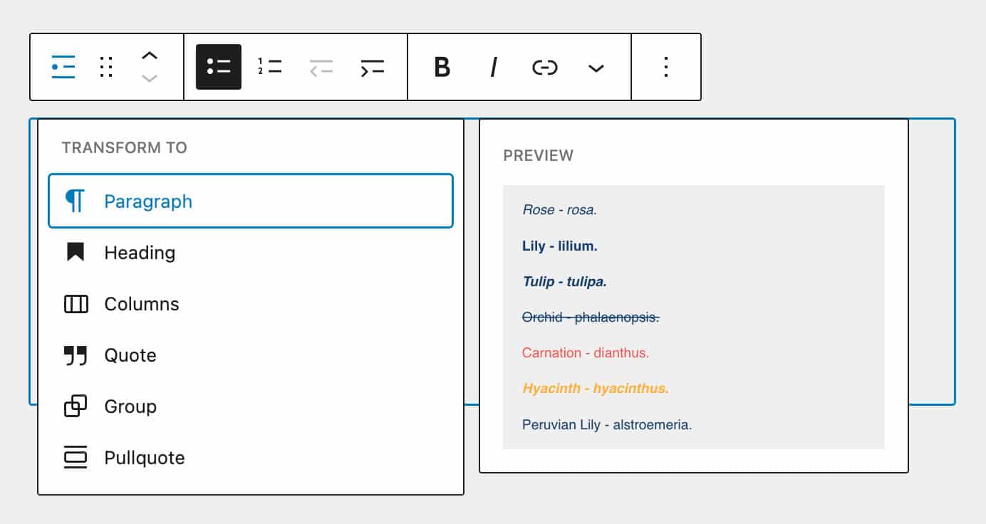 Transformando una lista en párrafos.