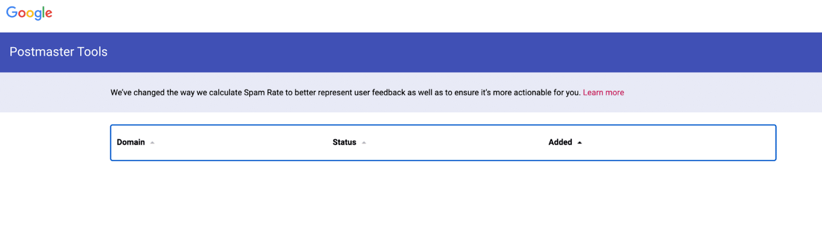 A screenshot from Google Postmaster Tools
