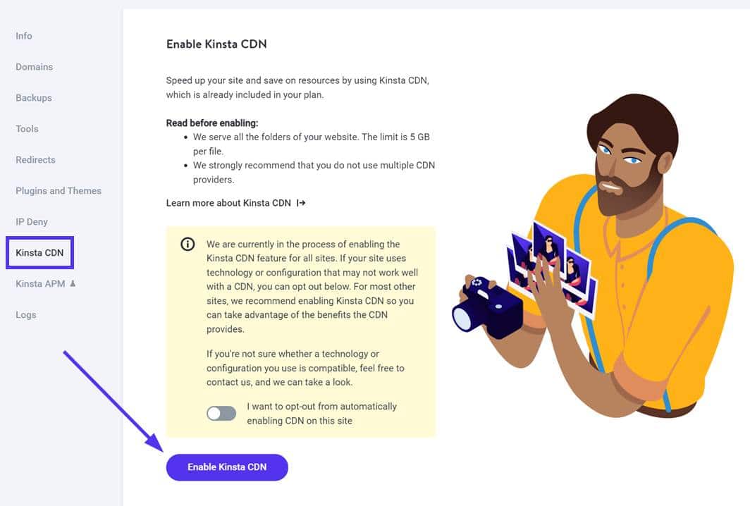 Enable Kinsta CDN