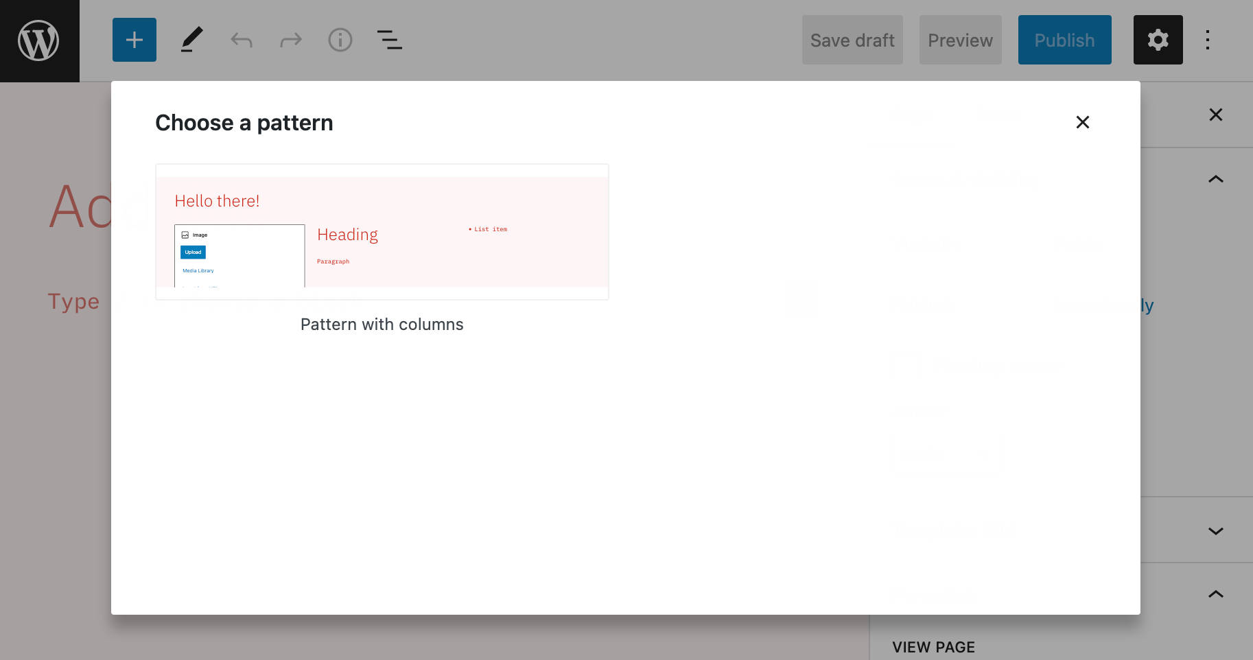 Page creation patterns