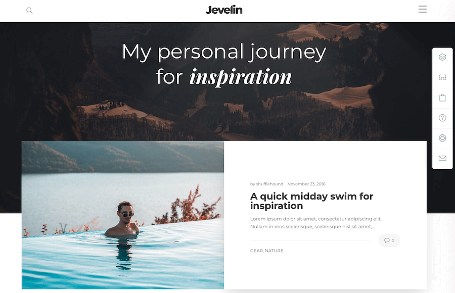 The Jevelin WordPress theme in action.