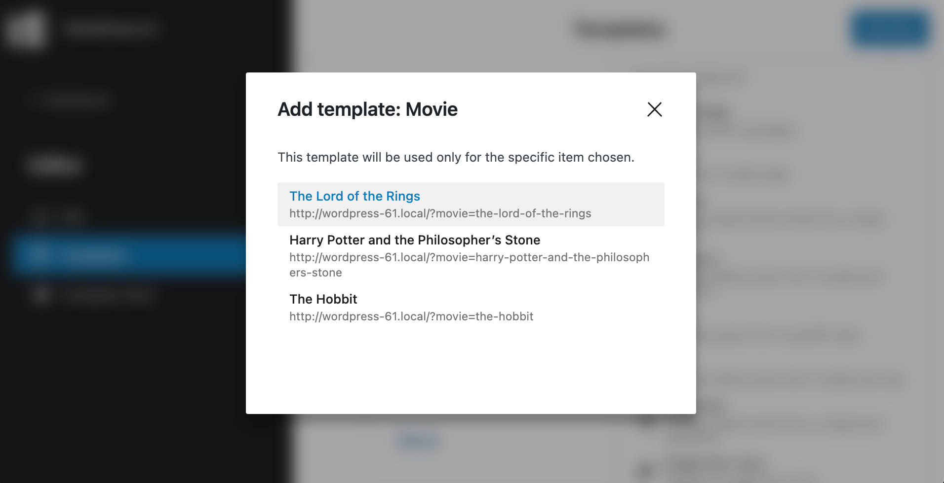 Adding a new template in WordPress 6.1