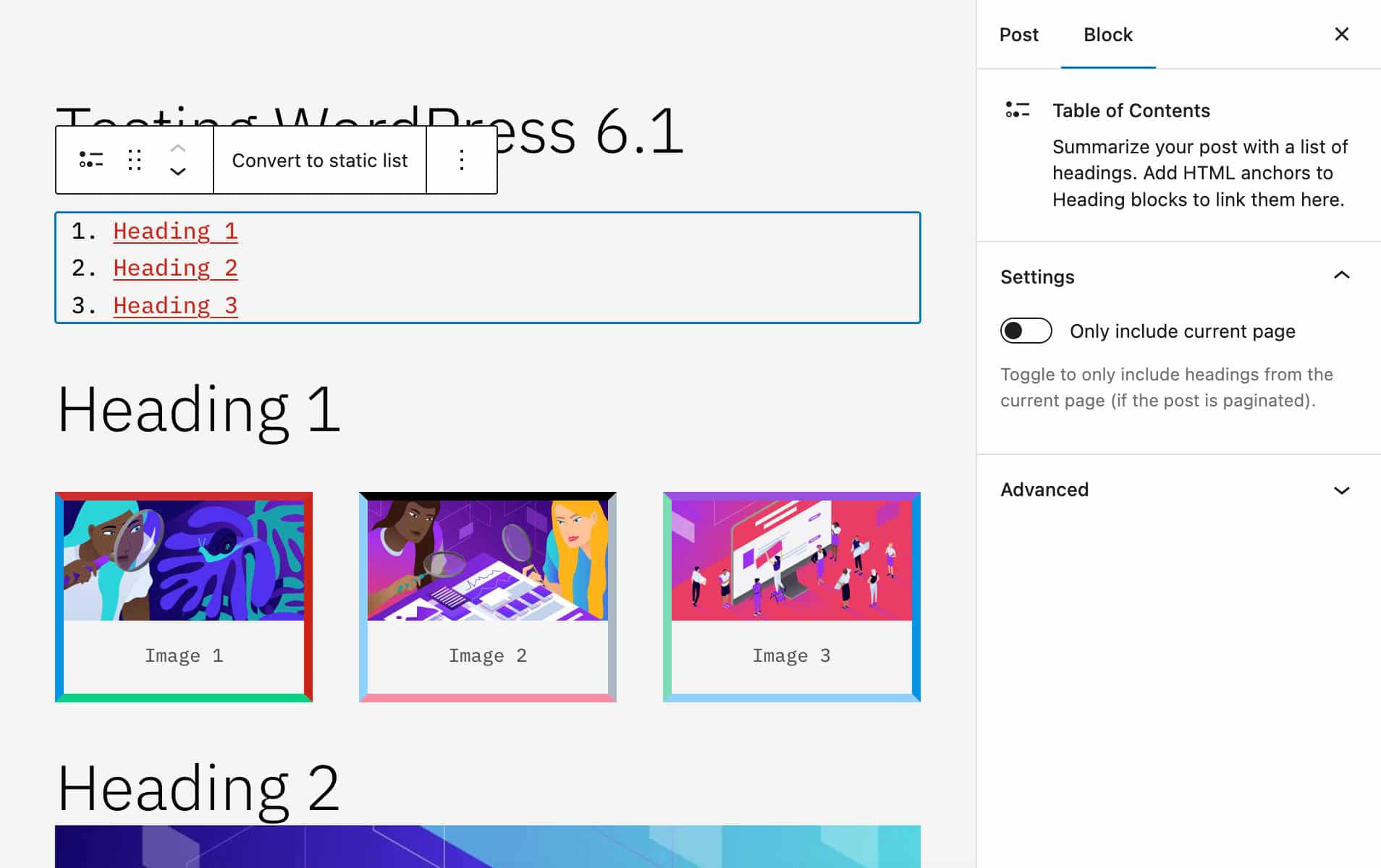 Der neue Inhaltsverzeichnis-Block