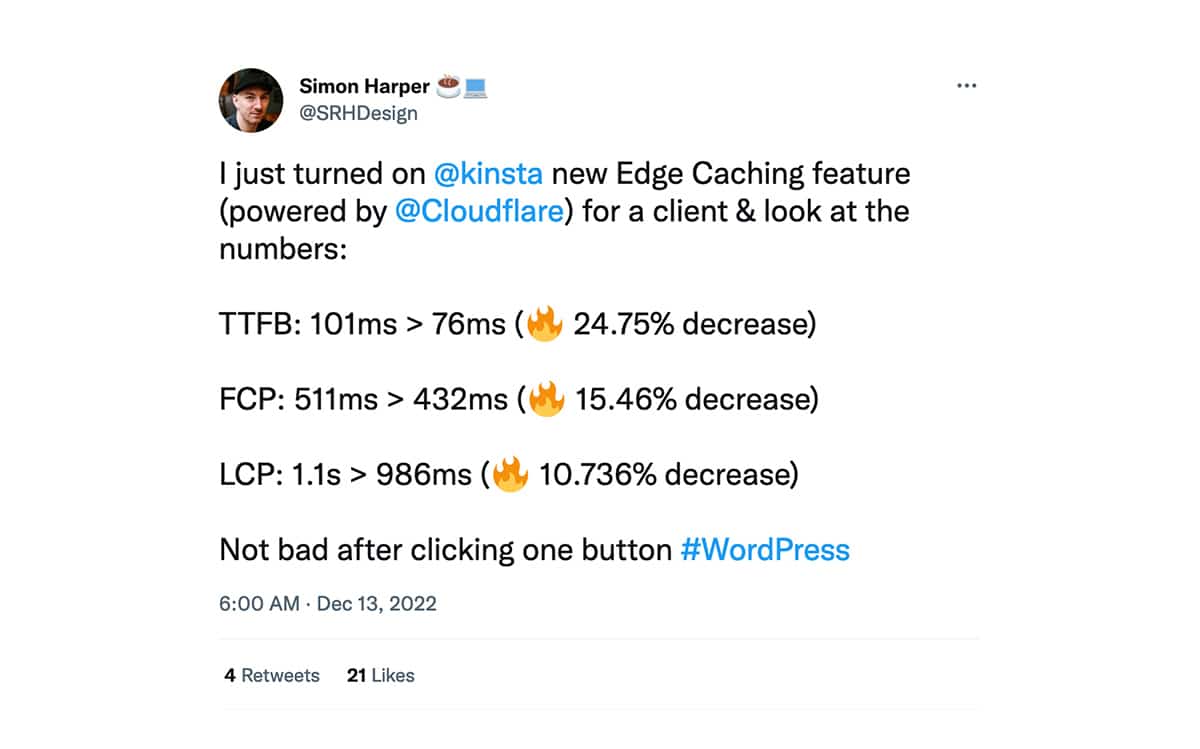 Screenshot of a tweet from Simon Harper.